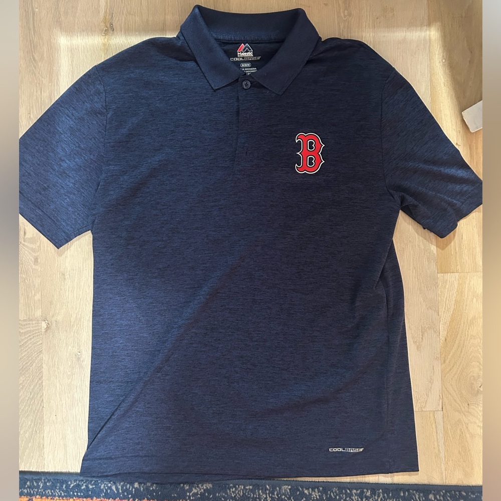 Red Sox Majestic Cool Base Navy Polo Shirt - M